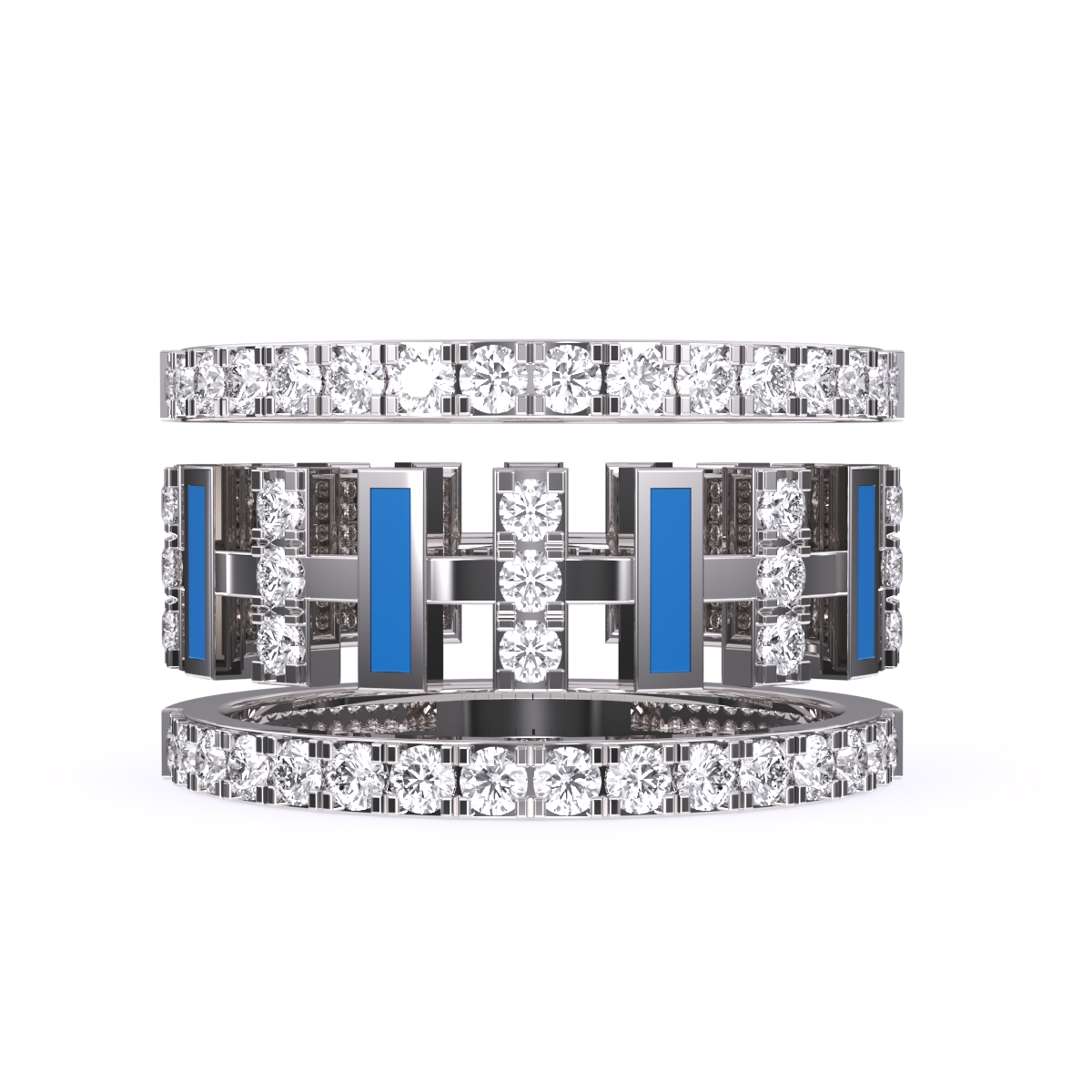 Luxurious Cluster Diamond Thick Wedding Band